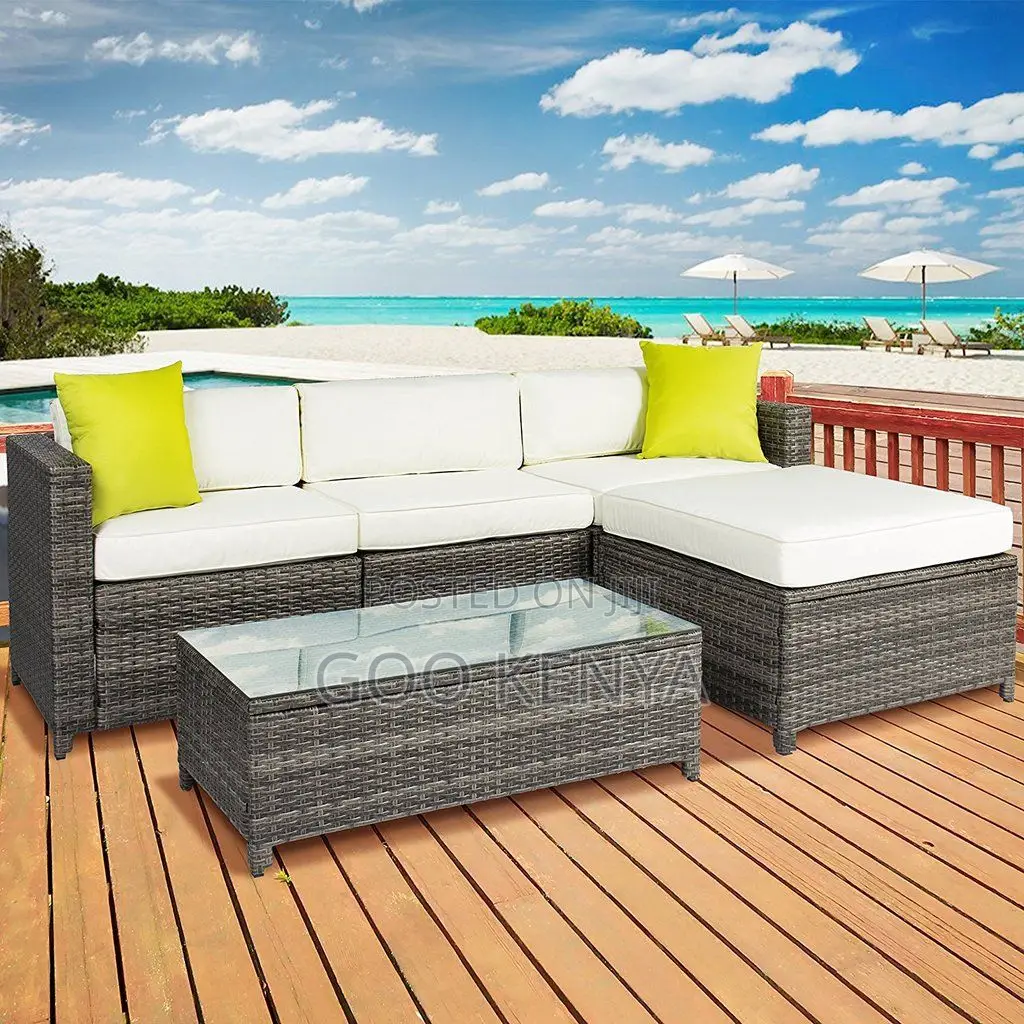 Rattan Sofa; Weather Resistant L Shaped Wicker Garden Sofa Set