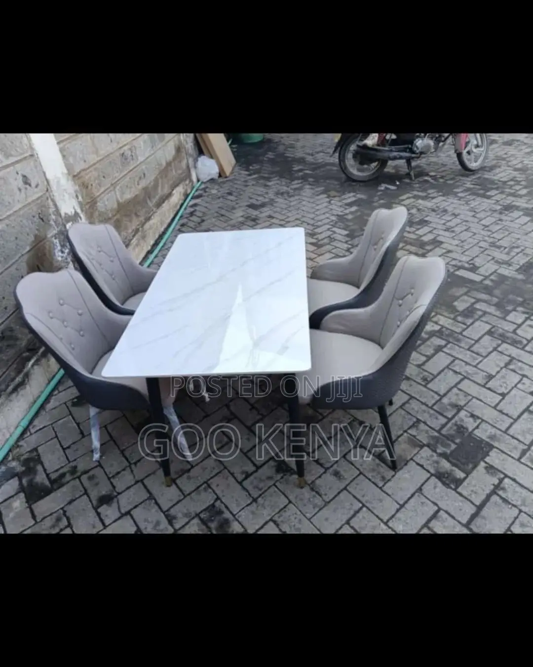 Dining Set; Modern Marble Effect 4 Seater Dining Table Set