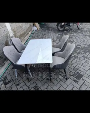 Dining Set; Modern Marble Effect 4 Seater Dining Table Set