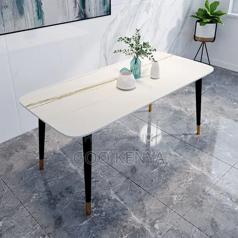 Dining Set; Modern Marble Effect 4 Seater Dining Table Set