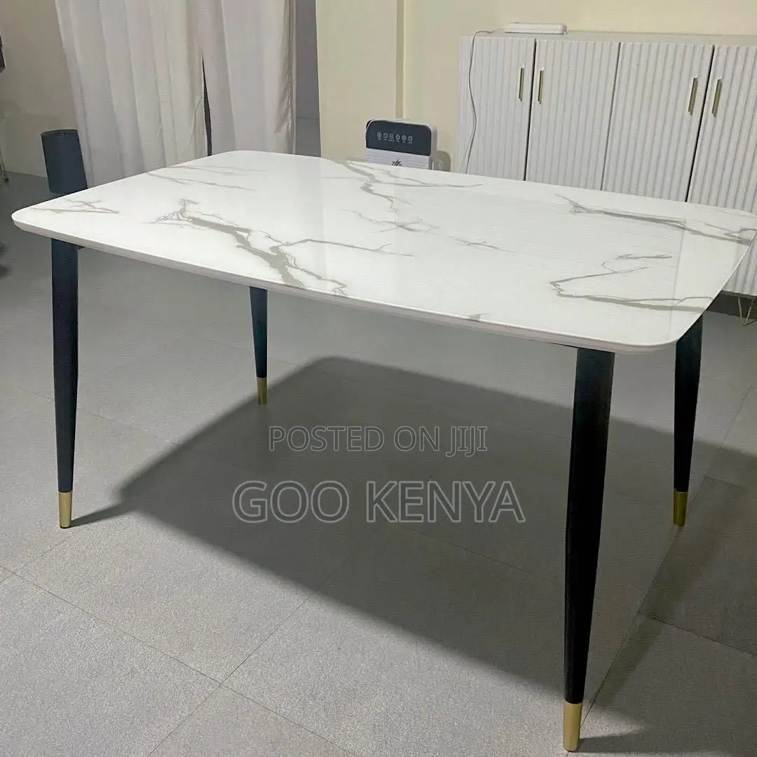 Dining Set; Modern Marble Effect 4 Seater Dining Table Set