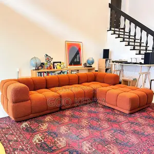 Home Sofa; Modern L Shaped Bubble Couch in Vibrant Orange