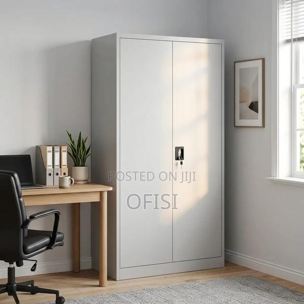 Office Cabinet; Grey Steel Storage Cabinet With Locking Door
