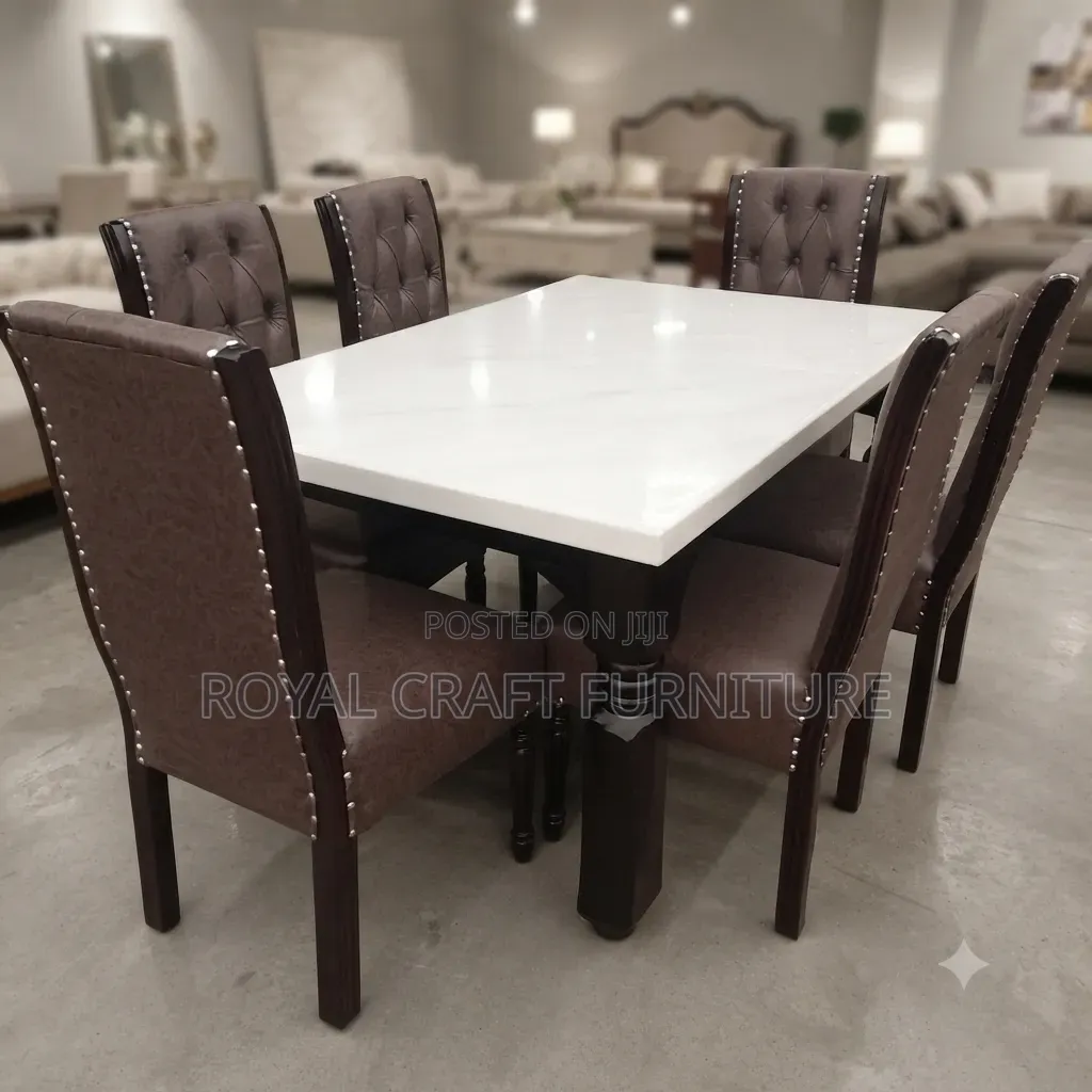 Elegant 6-Seater Marble-Top Dining Set