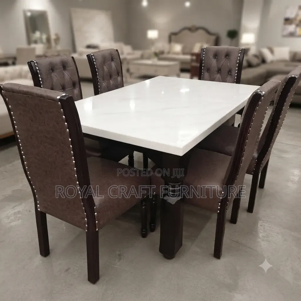 Elegant 6-Seater Marble-Top Dining Set