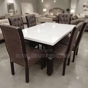 Elegant 6-Seater Marble-Top Dining Set