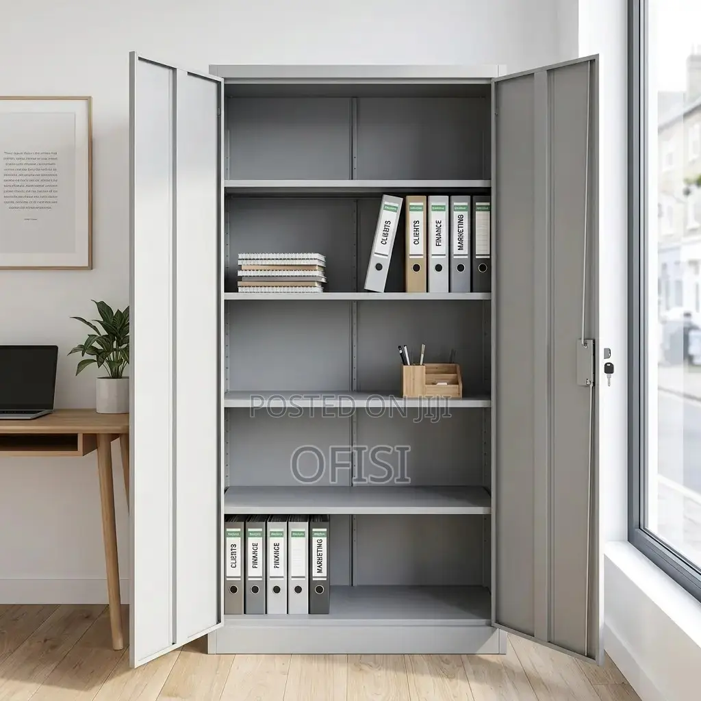 Office Cabinet; Grey Steel Storage Cabinet With Locking Door