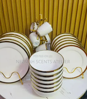 24 Pieces Gold Coated Ceramic Dinner Set