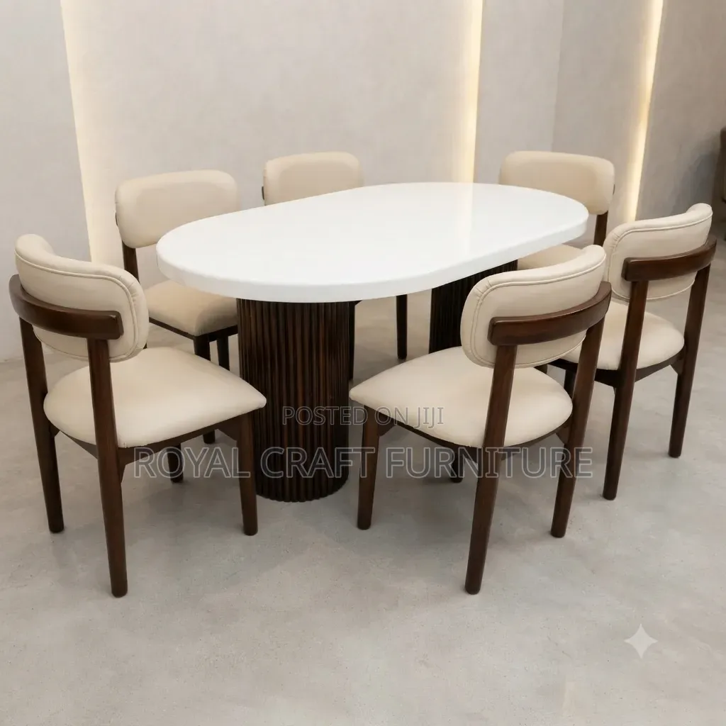 Modern 6-Seater Oval Dining Set – Premium Finish