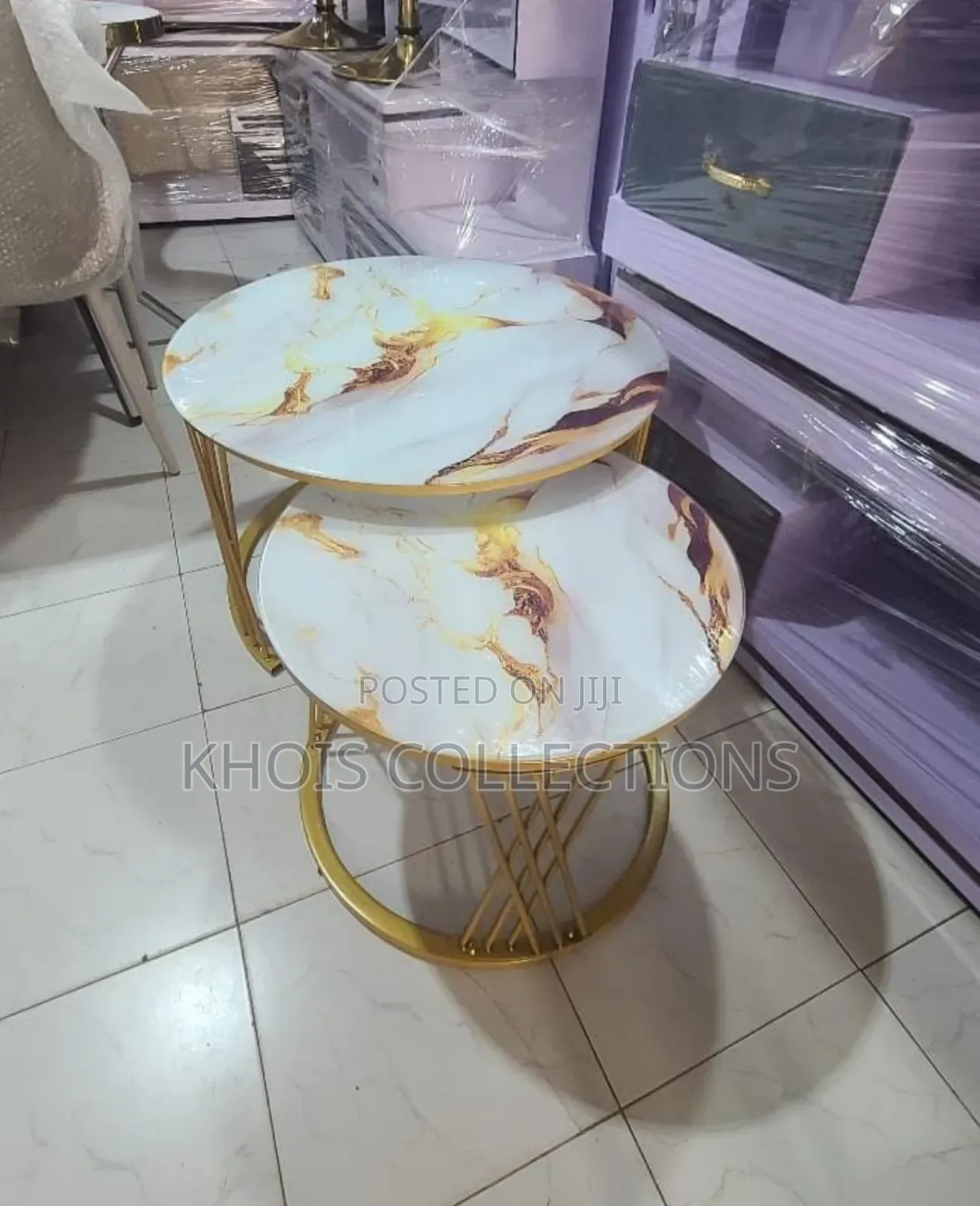Modern Nesting Table With Glass Effect