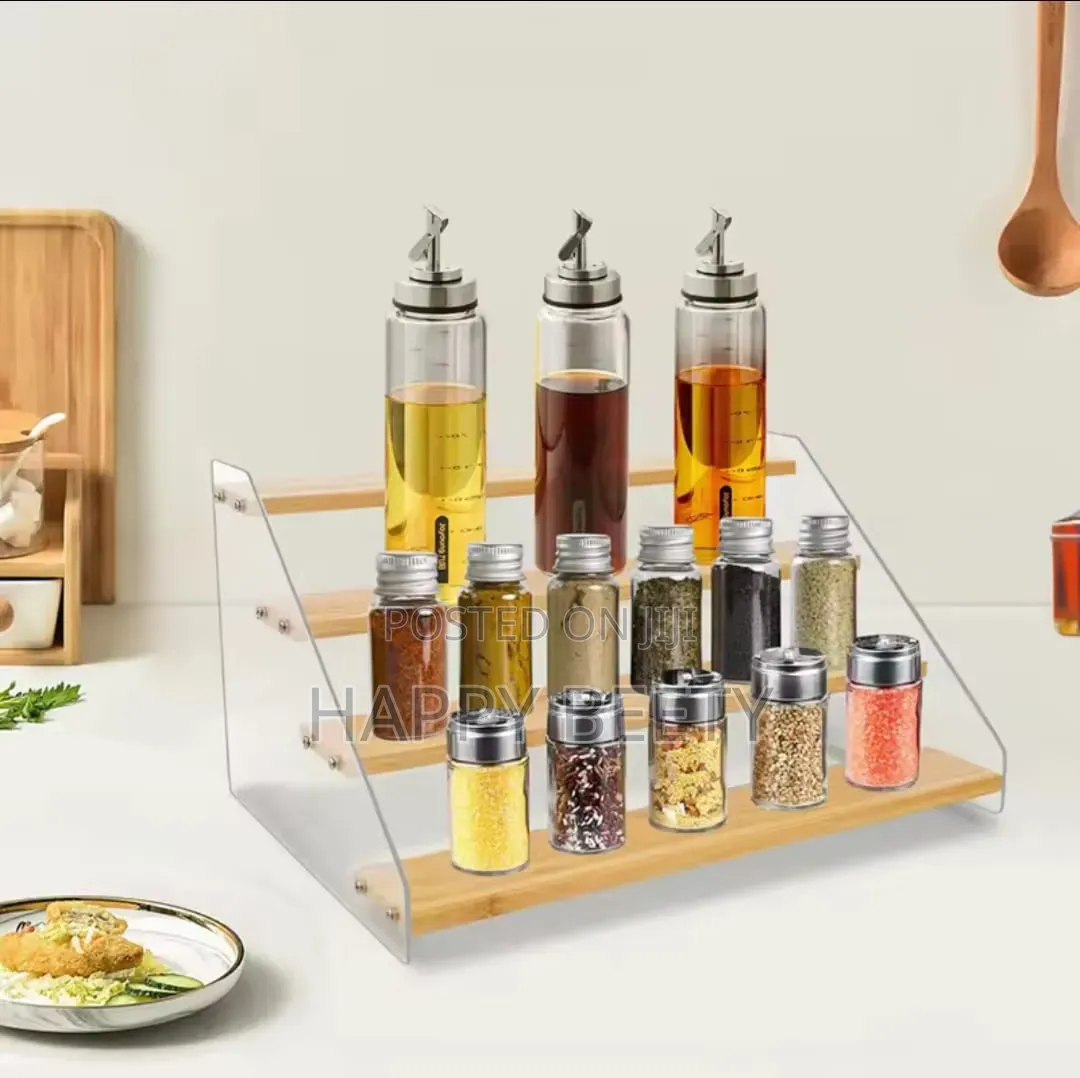 * 4 Tier Bamboo and Acrylic Multi Purpose Stand
