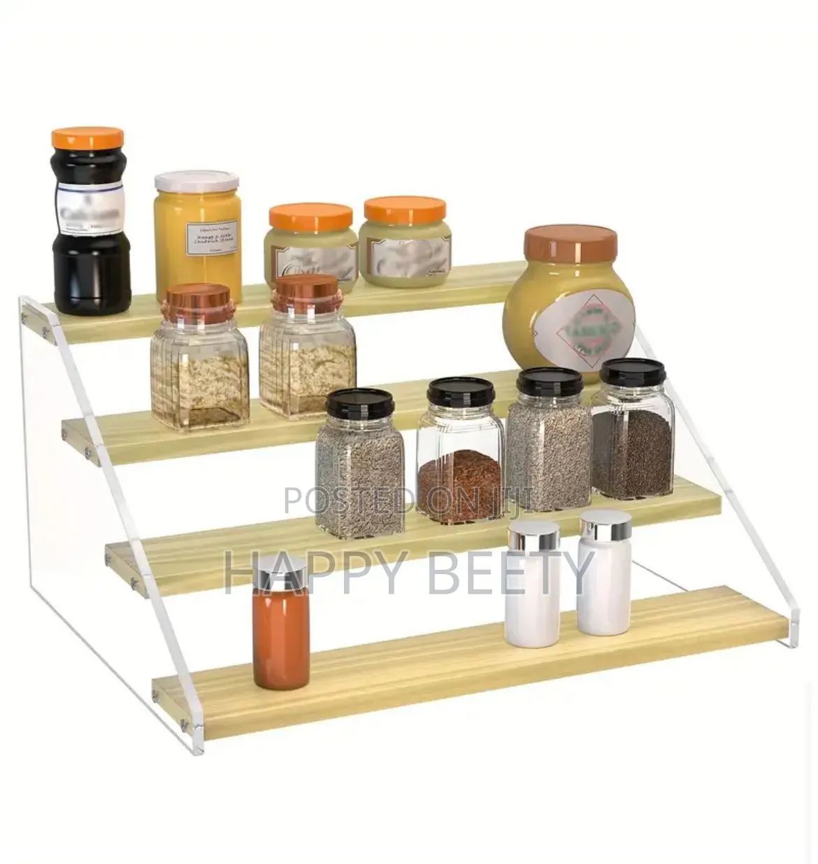 * 4 Tier Bamboo and Acrylic Multi Purpose Stand