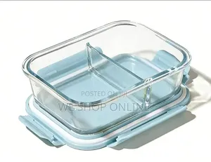 1040ml, 1pc Partitioned Borosilicate Food Storage Container With Lid