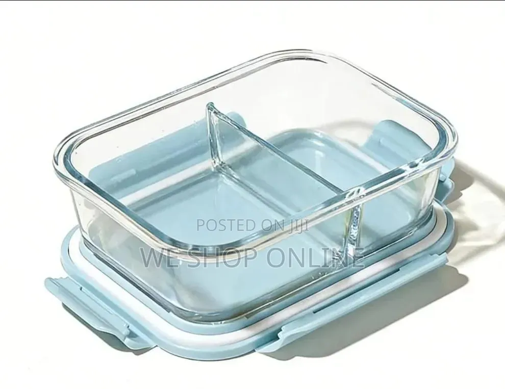 1040ml, 1pc Partitioned Borosilicate Food Storage Container With Lid