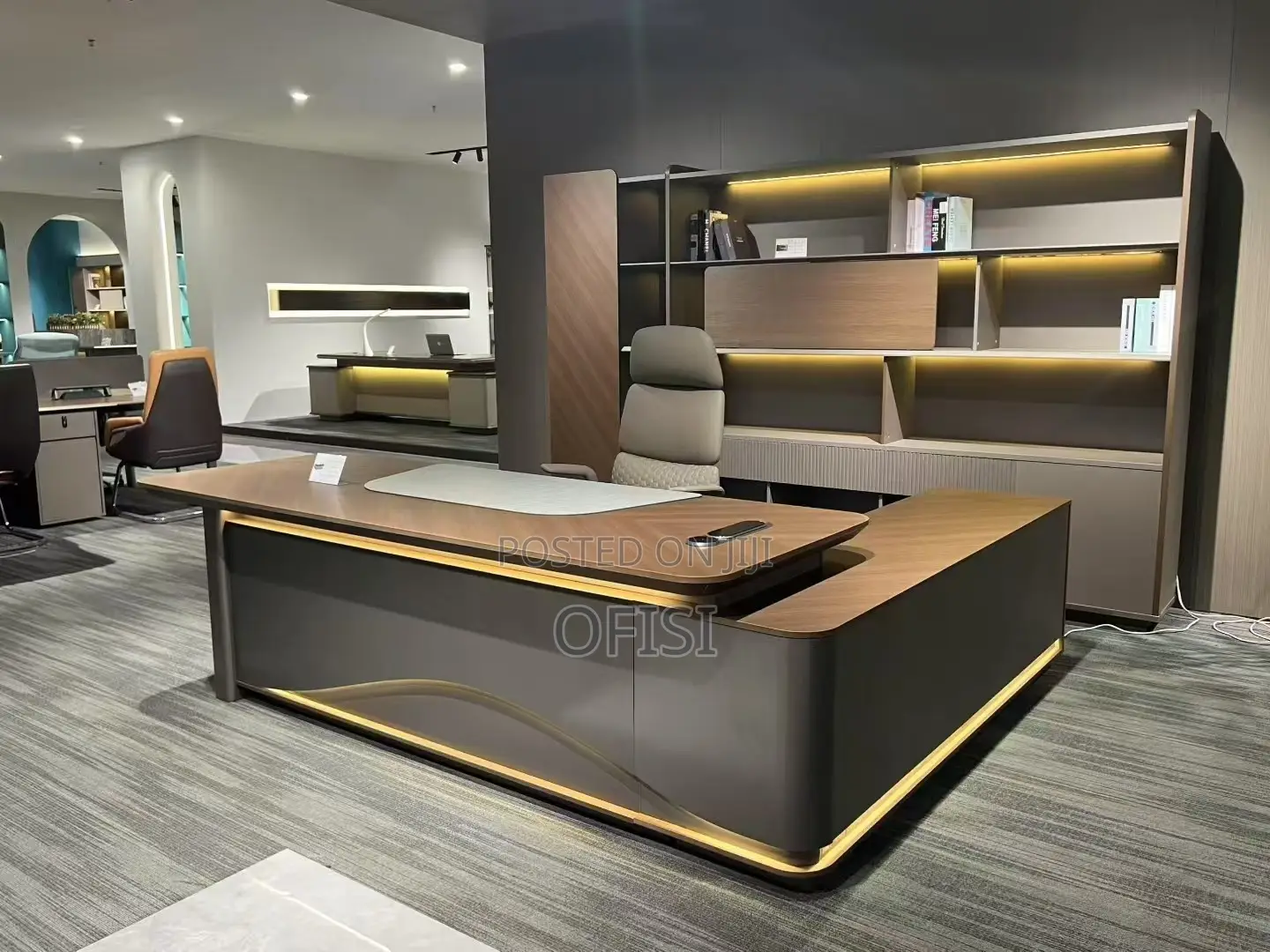 Office Desk; Spacious L-Shaped Executive Desk - 2.2 Meters