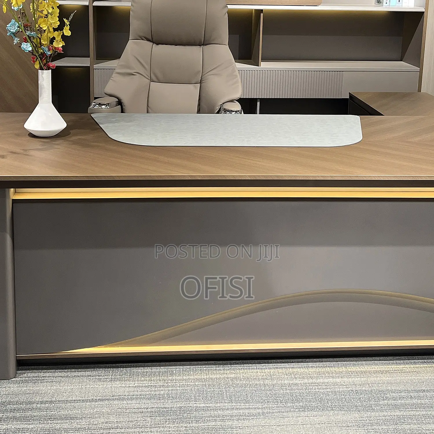 Office Desk; Spacious L-Shaped Executive Desk - 2.2 Meters