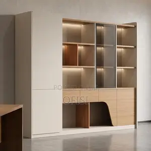 Office Cabinet; Modern Office Wall Storage Unit With Light