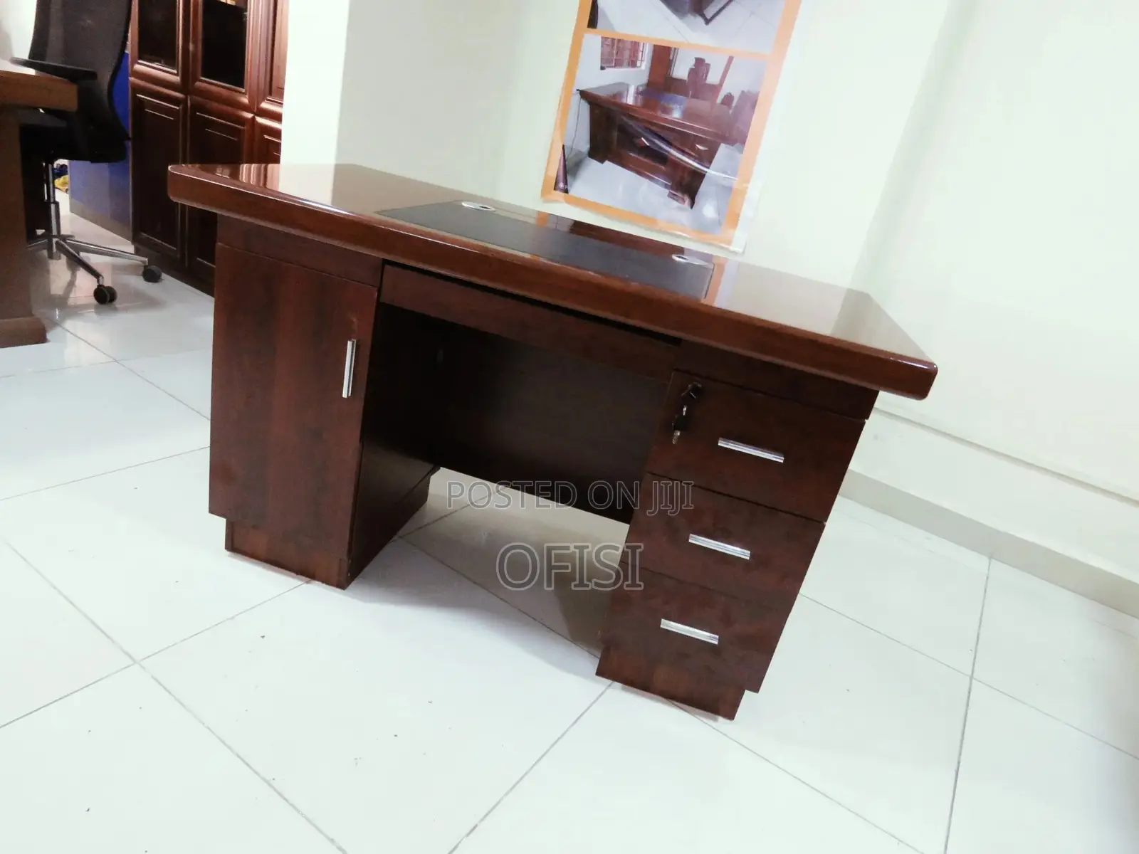 Office Desk; 1.2m Mahogany Polished Executive Office Desk