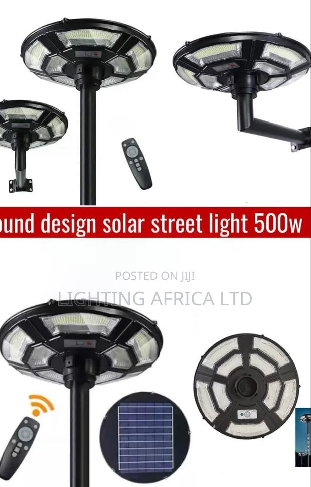 500 Watts Round Design Solar Street Light With Remote Light Sensor - thumbnail 2
