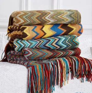Bohemian Knitted Throw Blanket