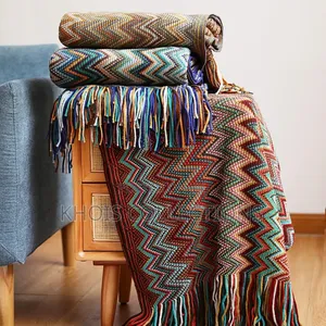 Bohemian Knitted Throw Blanket