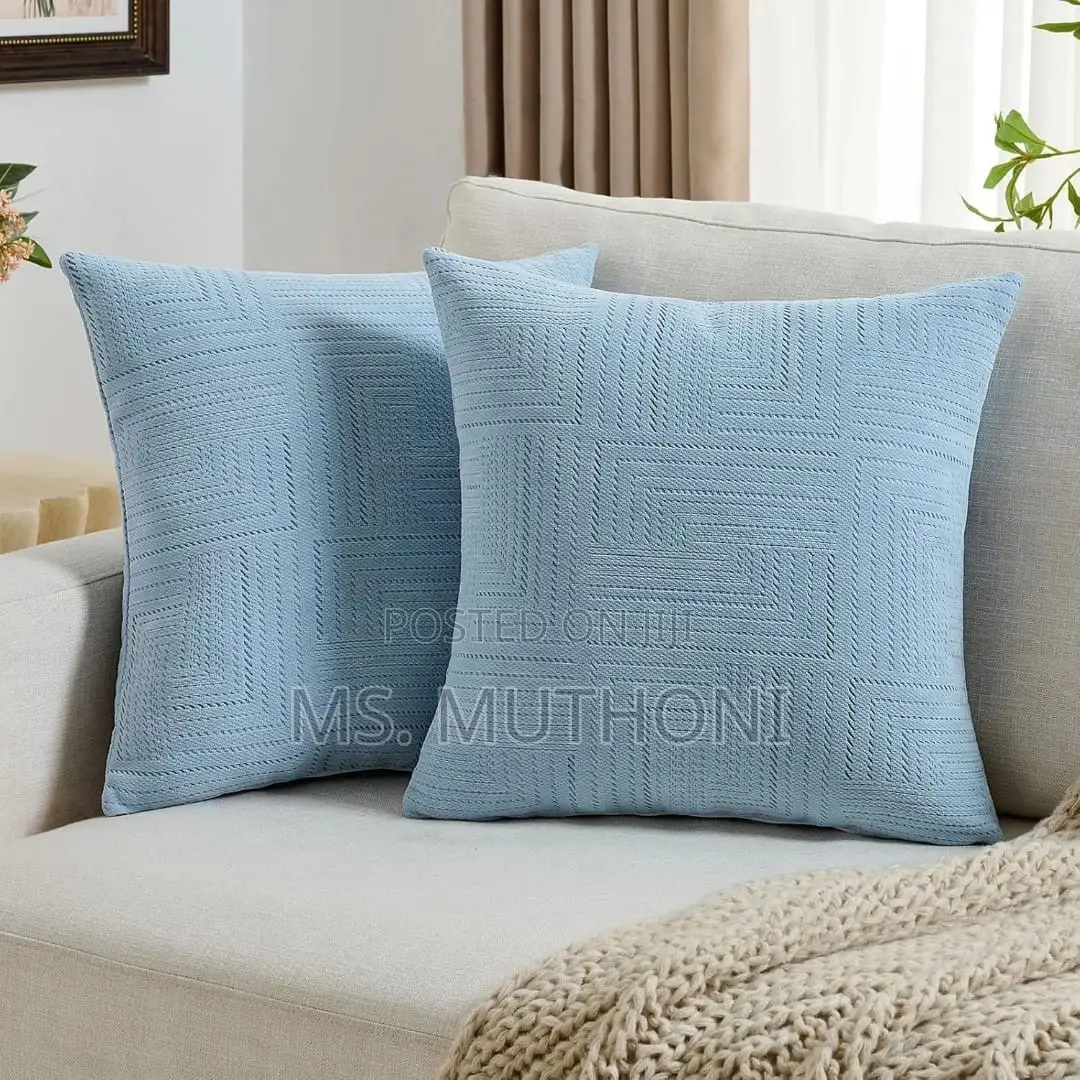 2 PCS Soft Chenille Geometric Textured Throw Pillow Covers