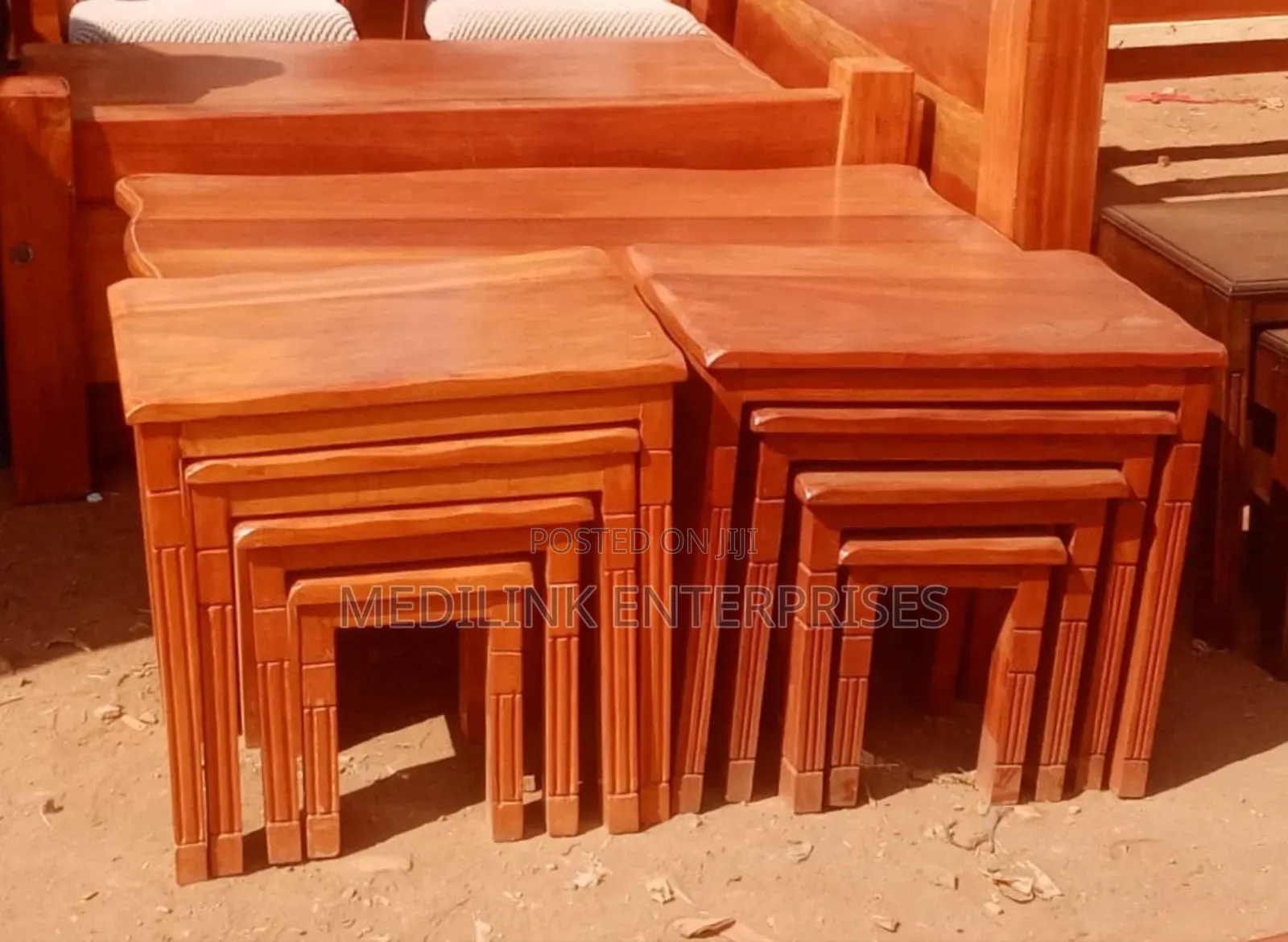 Mahogany Solid Vanish Pool Nestle Stools