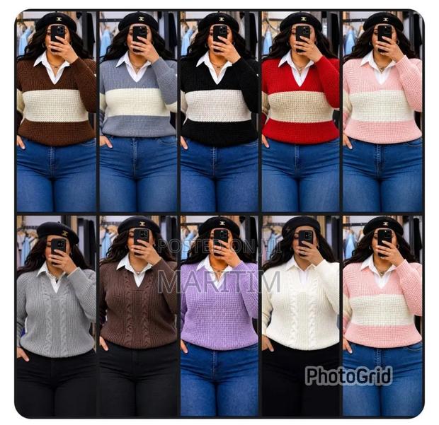 Ladies' Elegant V-neck Knit Sweater – Stylish Winter Pullover
