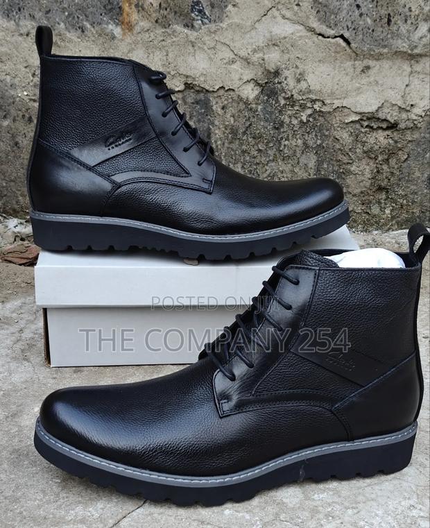 Quality Casual Leather Clarks Low Boots Shoes With Flat Rubber Sole