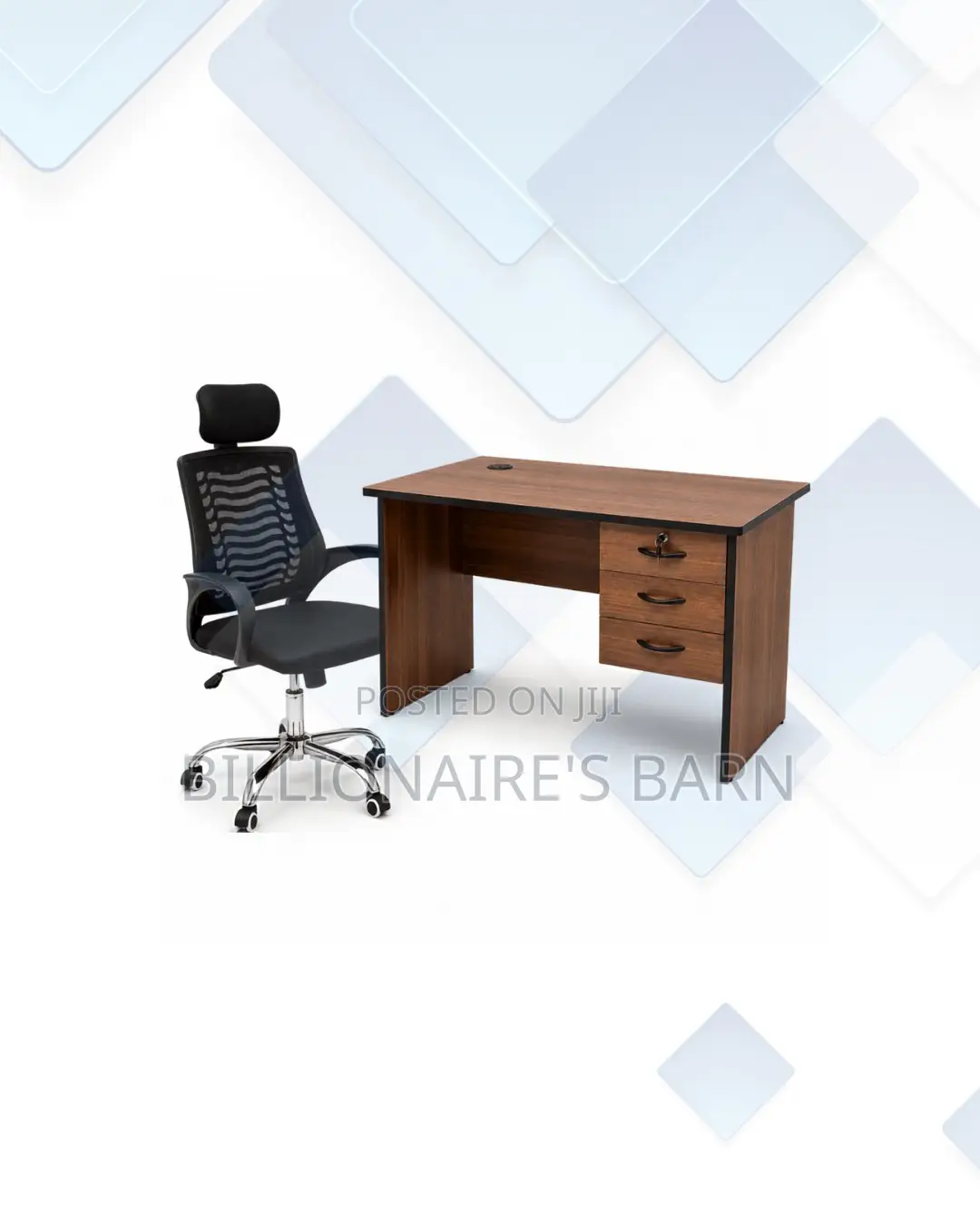 Compact 1m Desk and Headrest Mesh Chair for Better Workdays