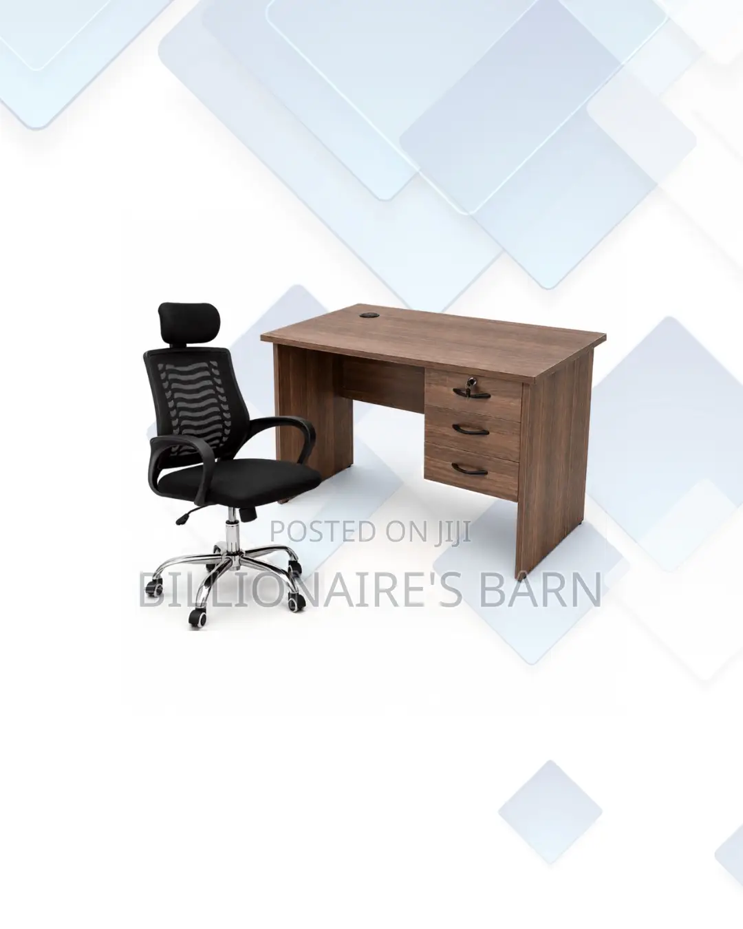 Compact 1m Desk and Headrest Mesh Chair for Office Tasks