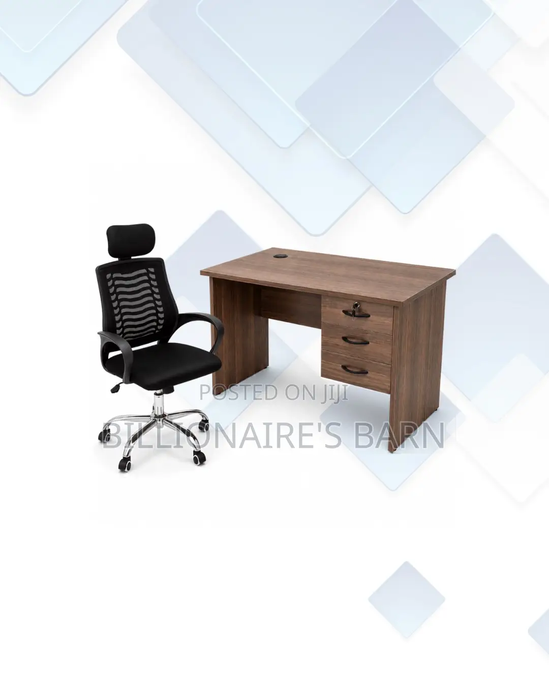 Compact 1m Desk and Headrest Mesh Chair for Office Tasks