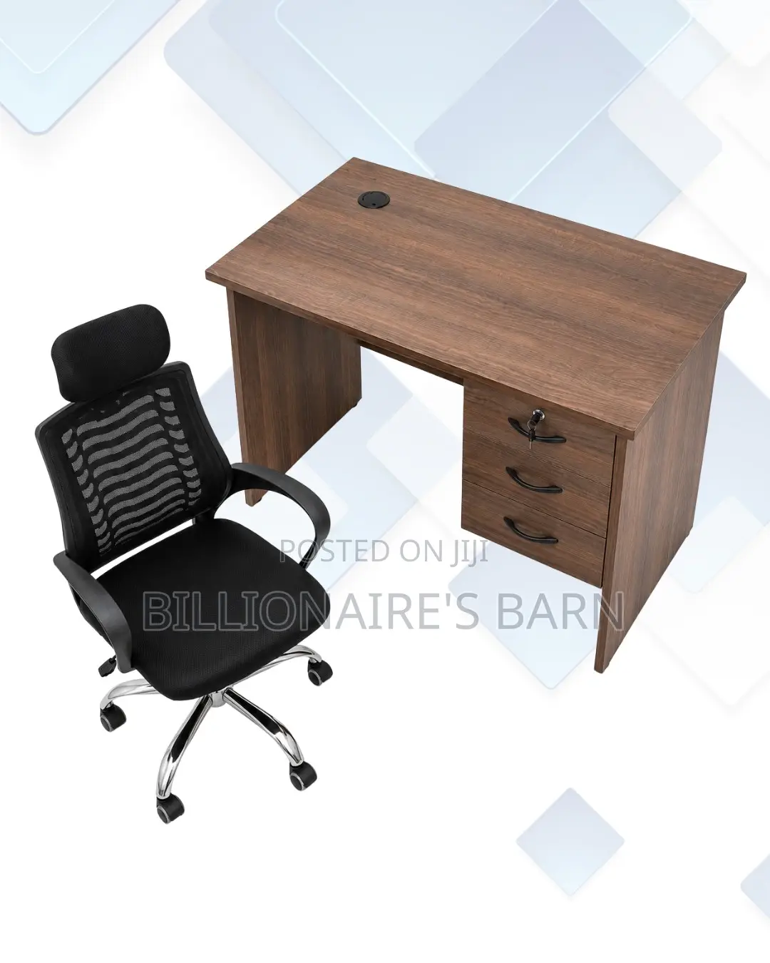 Compact 1m Desk and Headrest Mesh Chair for Office Tasks