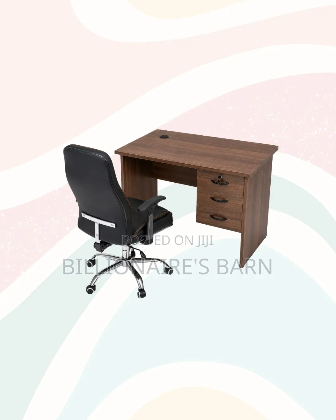 Compact 1m Desk and C35 Executive Leather Chair for Better Workdays