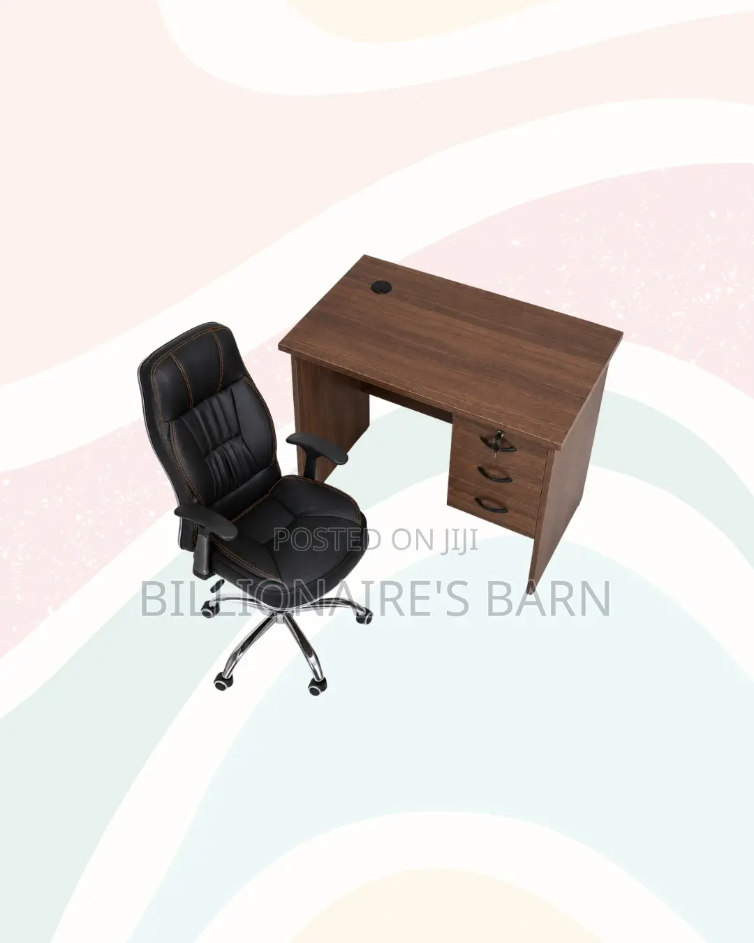 Compact 1m Desk and C35 Executive Leather Chair for Better Workdays