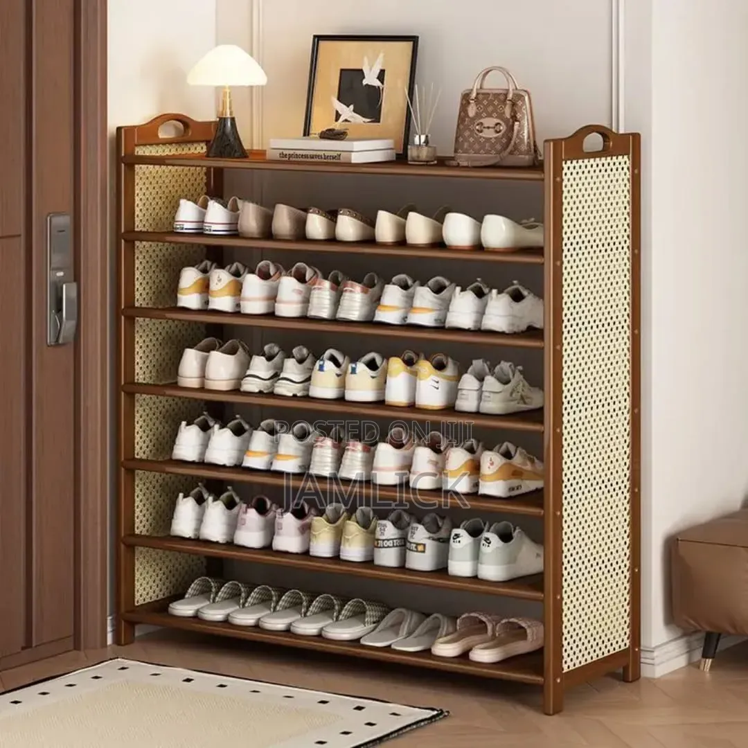 6-layer Bamboo Shoe Rack Organizer Holds 30–36 Pairs - Av