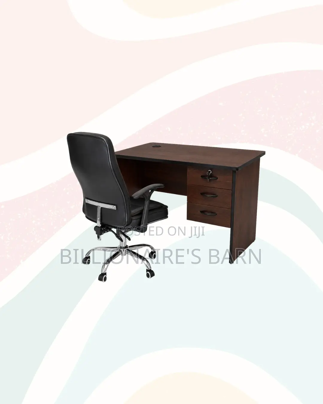 Compact 1m Desk and C35 Executive Leather Chair for Daily Productivity