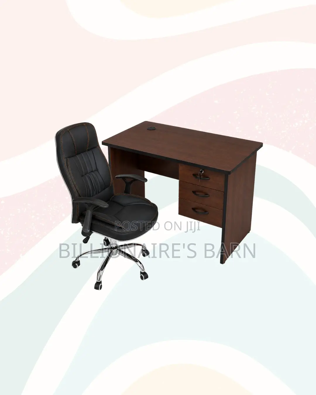 Compact 1m Desk and C35 Executive Leather Chair for Daily Productivity