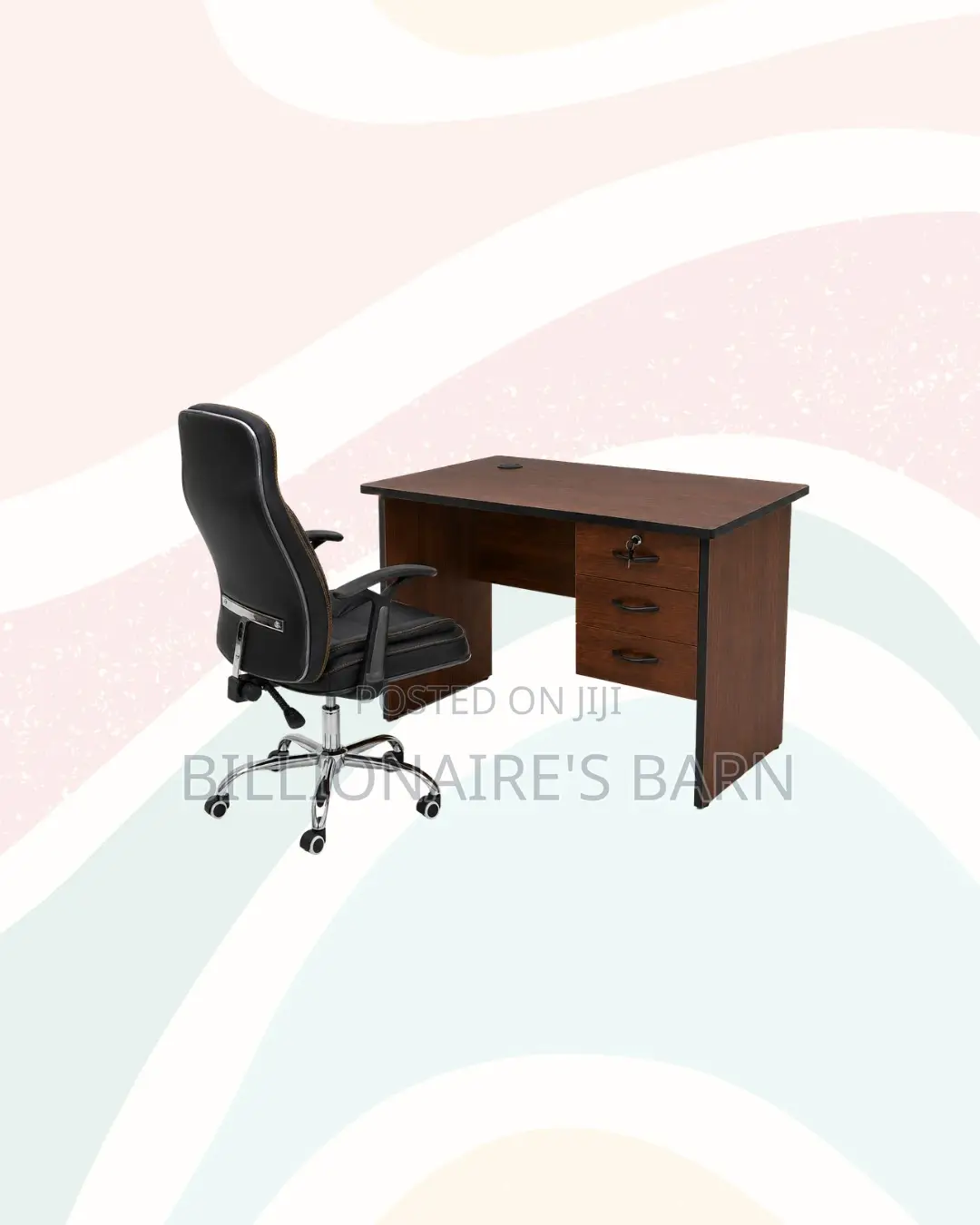 Compact 1m Desk and C35 Executive Leather Chair for Daily Productivity