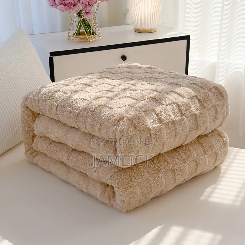 Luxury Textured Fleece Blanket 180×220cm Soft Warm All Season - Av
