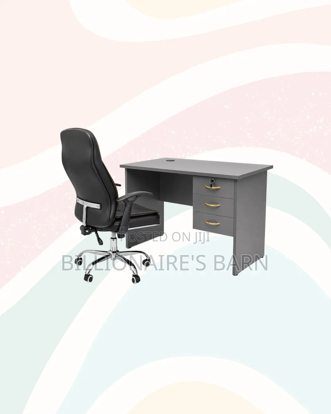 Compact 1m Desk and C35 Executive Leather Chair for Focused Work