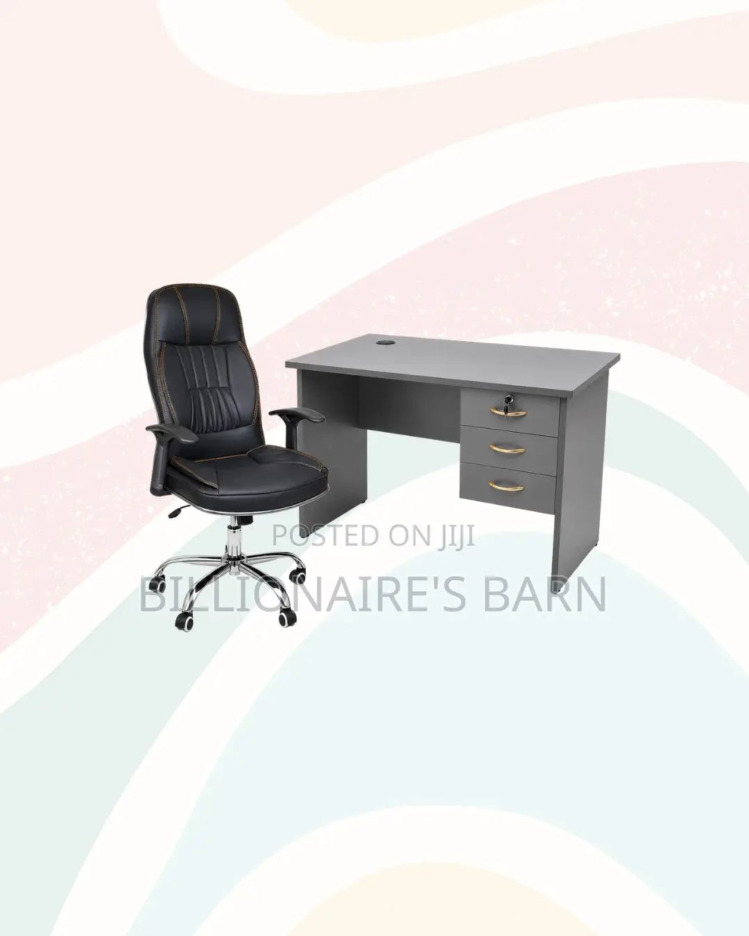 Compact 1m Desk and C35 Executive Leather Chair for Focused Work