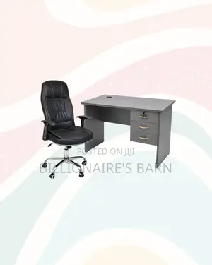 Compact 1m Desk and C35 Executive Leather Chair for Focused Work