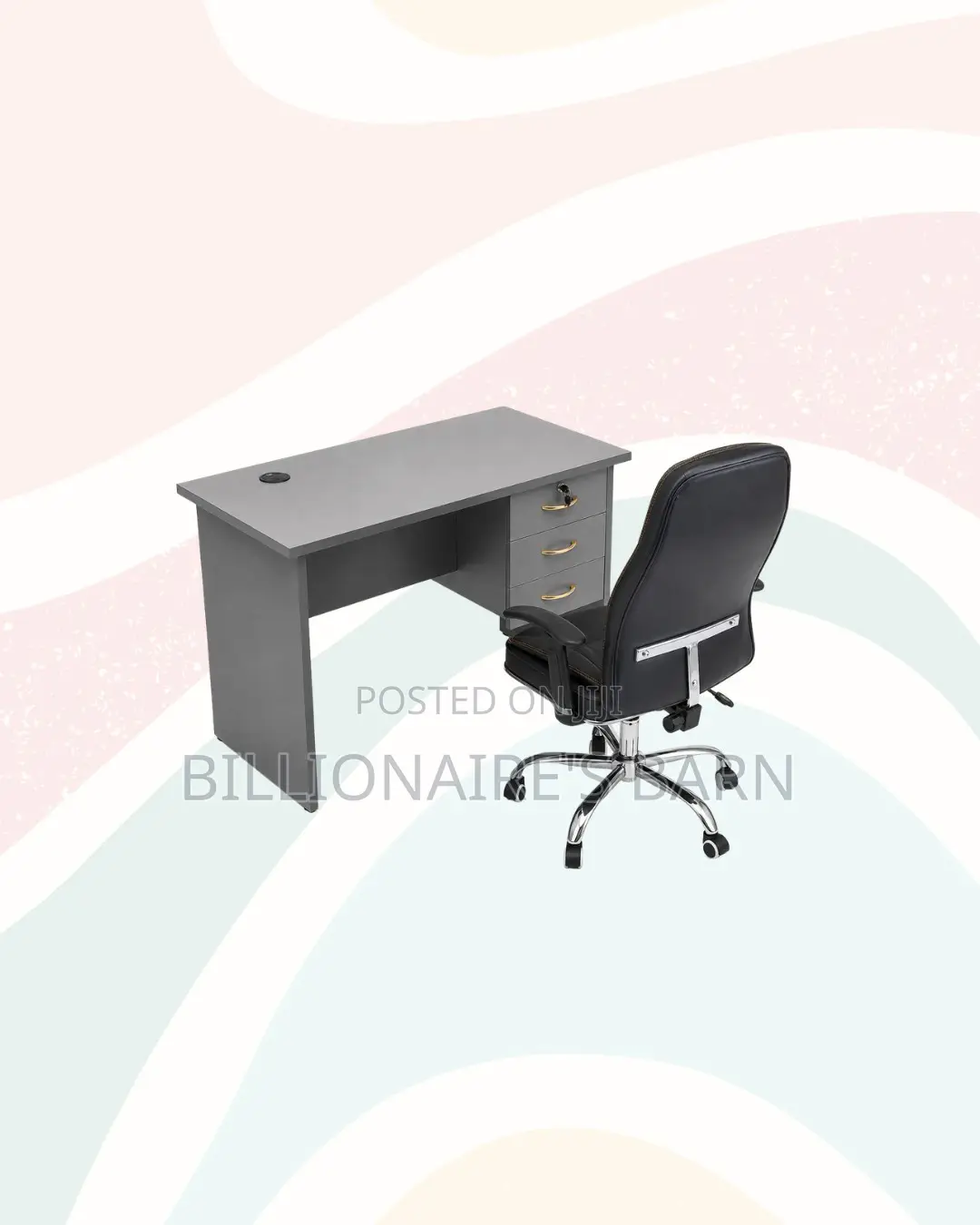 Compact 1m Desk and C35 Executive Leather Chair for Focused Work