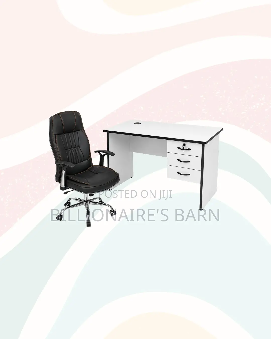 Compact 1m Desk and C35 Executive Leather Chair for Office Tasks