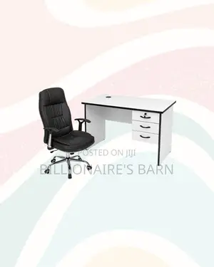 Compact 1m Desk and C35 Executive Leather Chair for Office Tasks