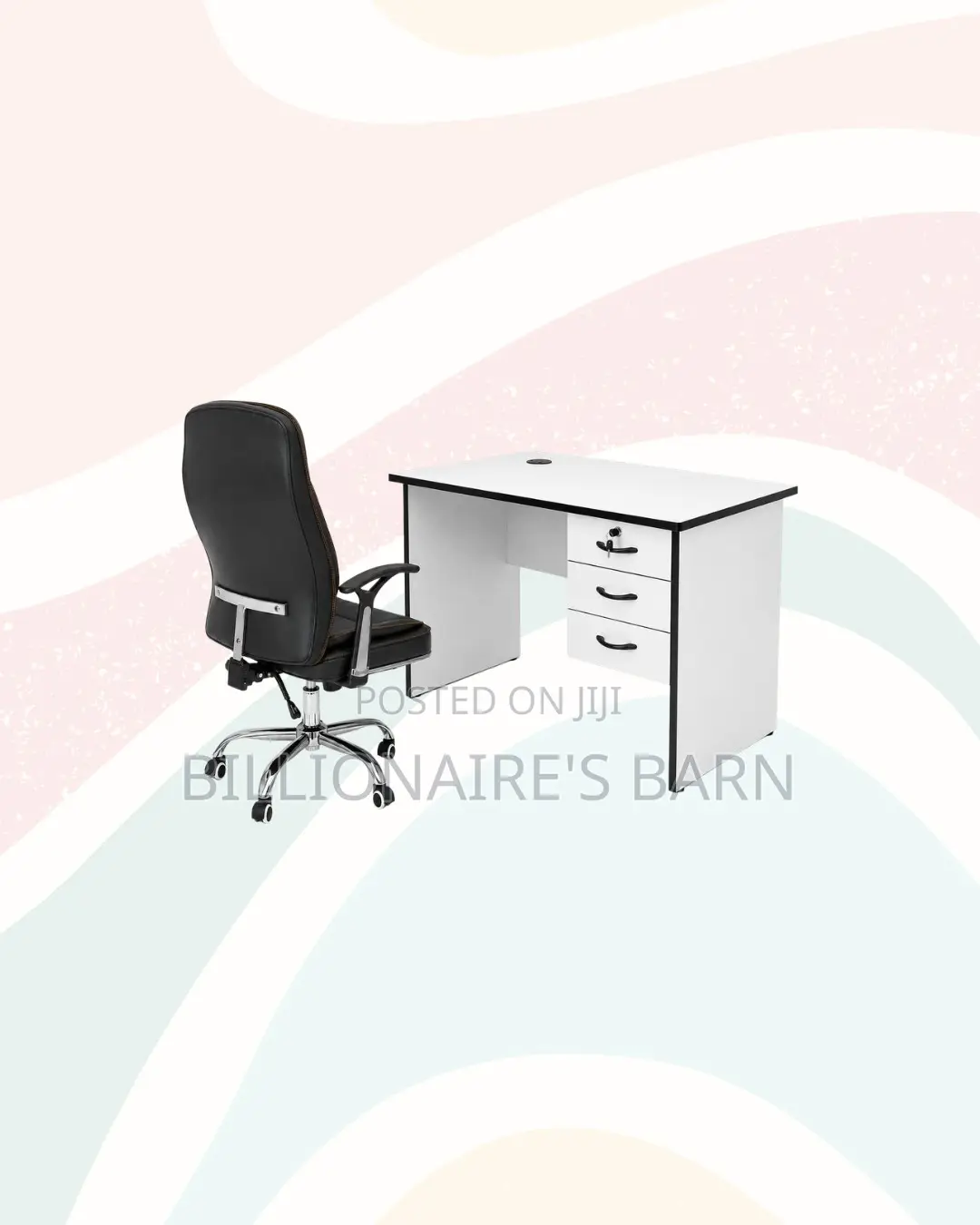 Compact 1m Desk and C35 Executive Leather Chair for Office Tasks