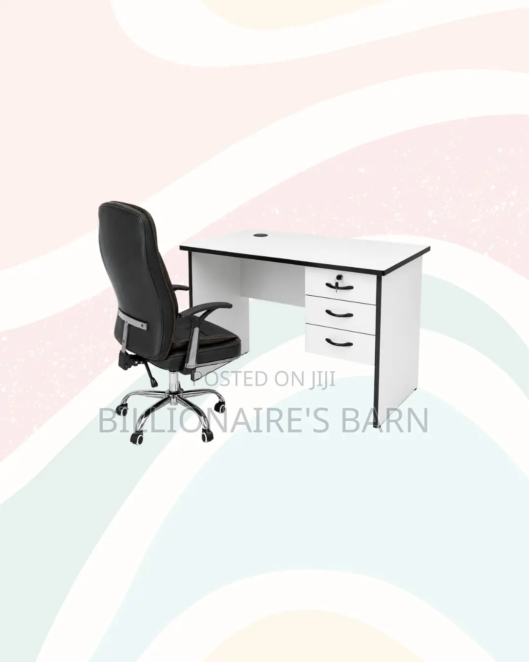 Compact 1m Desk and C35 Executive Leather Chair for Office Tasks
