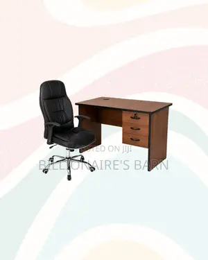 Compact 1m Desk and C35 Executive Leather Chair for Home Office
