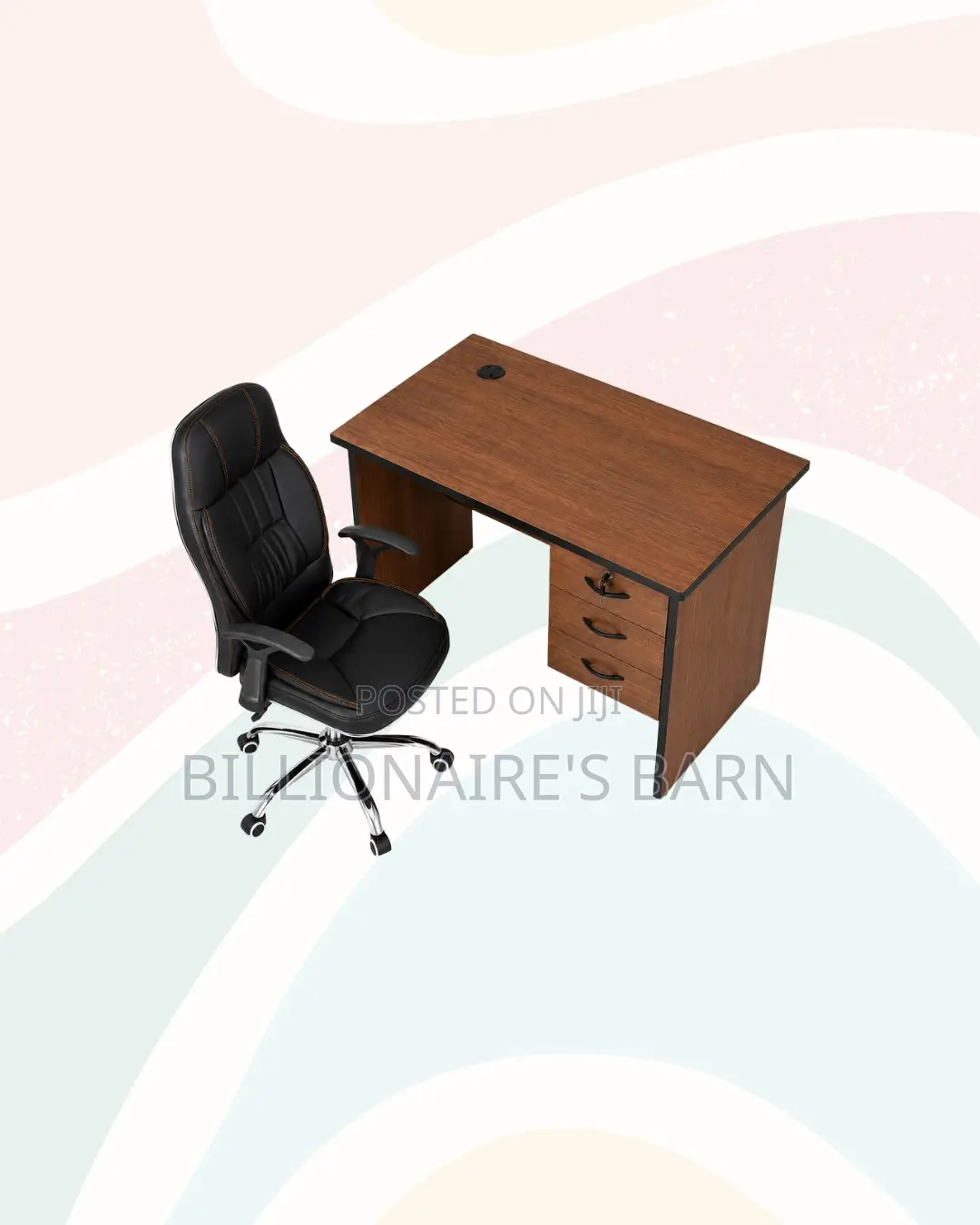 Compact 1m Desk and C35 Executive Leather Chair for Home Office